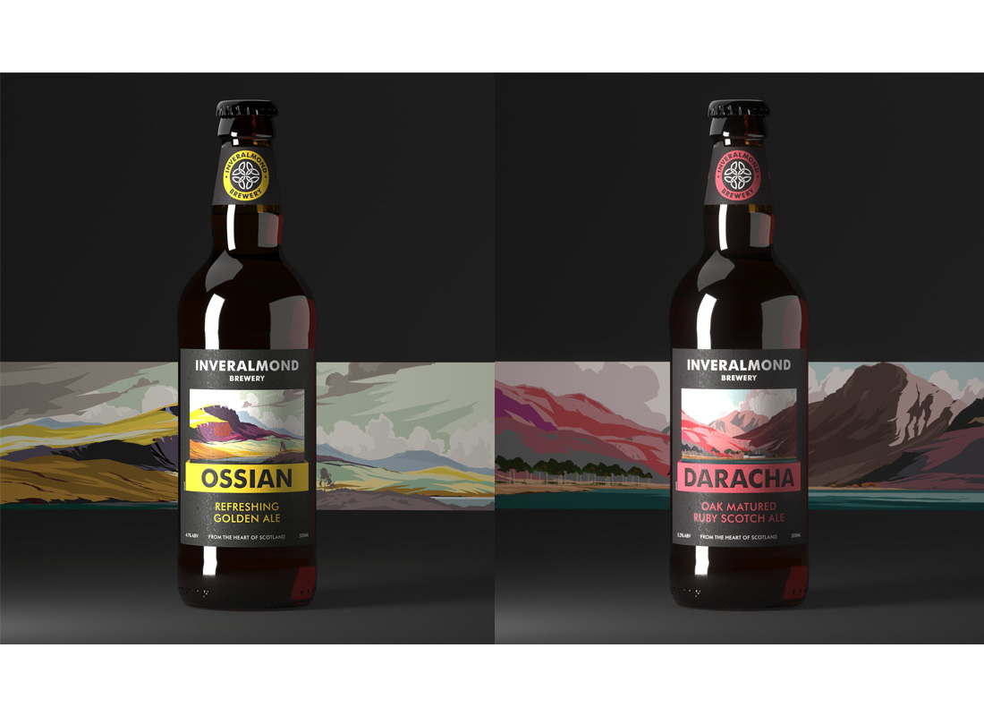 The following illustrations were commissioned for a packaging re-launch for the Inveralmond Brewery by the agency Freytag Anderson.