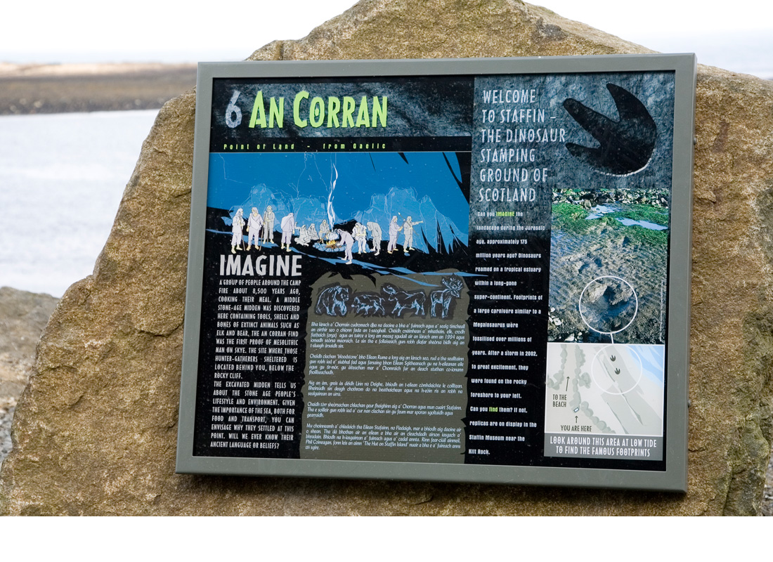 Ceumannan – Staffin Ecomuseum is a museum without walls! Set in the landscape are 13 sites with interpretive boards designed and illustrated by myself.